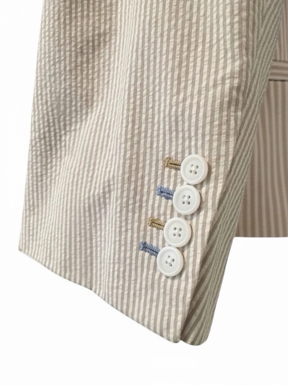 Tom James Inocente Summer Lightweight Seersucker Suit | Tan & Cream | Classic
